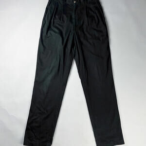 Vintage Pleated Pants, Men's Black Casual Pants